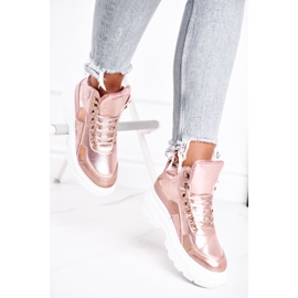 PS1 Tênis feminino esportivo aquecido rosa dourado Davan 2