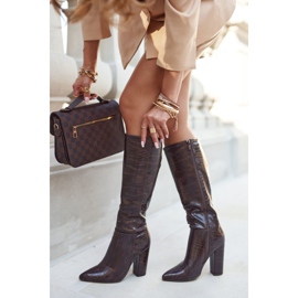 SEA Botas femininas de salto quente marrom belvim castanho 2