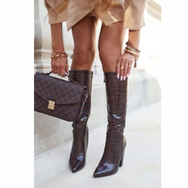 SEA Botas femininas de salto quente marrom belvim castanho 1