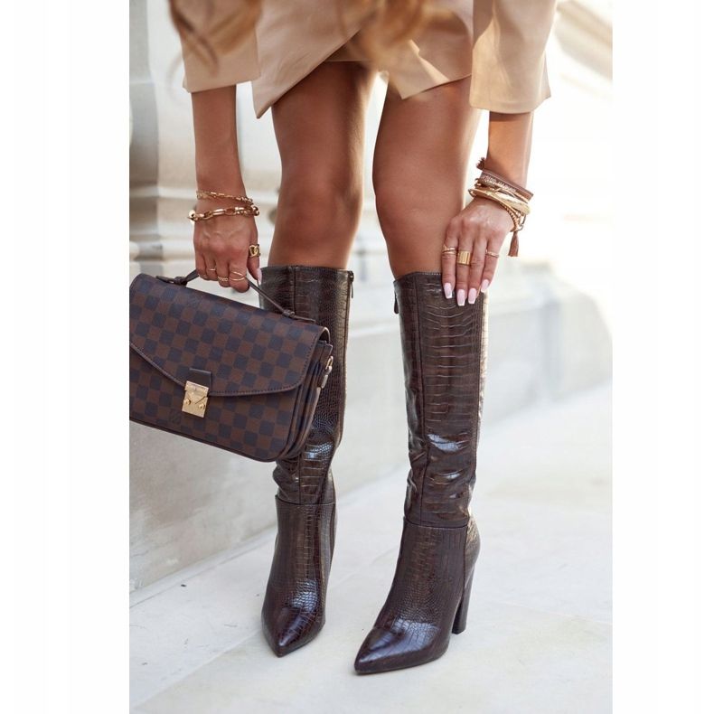 SEA Botas femininas de salto quente marrom belvim 1