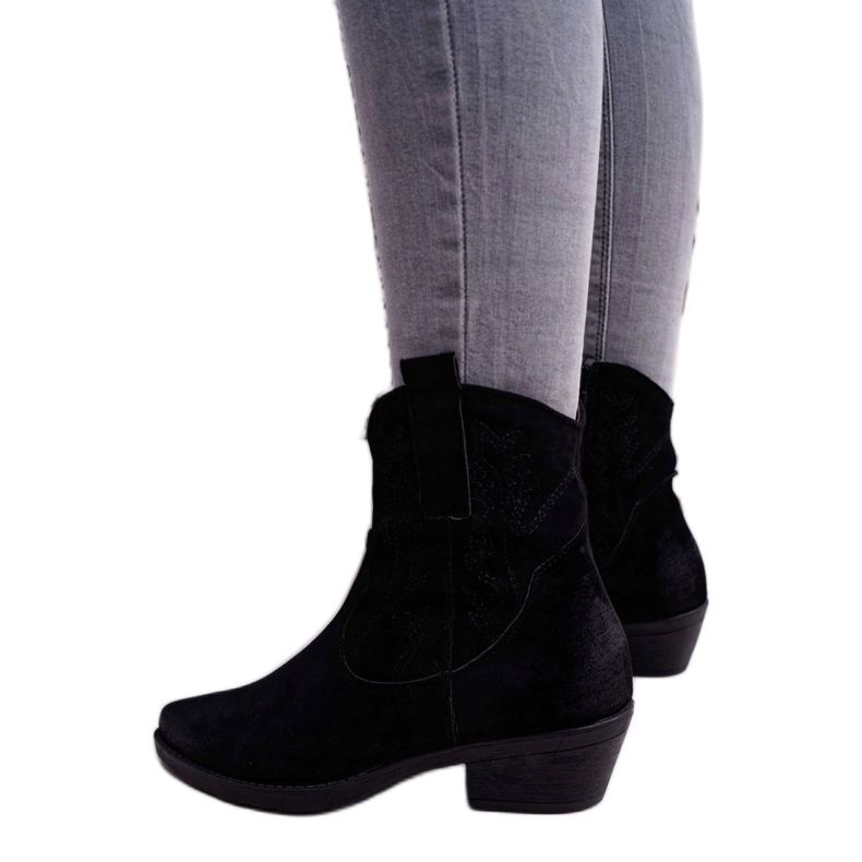 BUGO Botas de cowboy femininas camurça preta Ferders preto 3