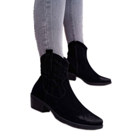 BUGO Botas de cowboy femininas camurça preta Ferders preto 1