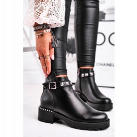 Botas quentes de couro feminino Laura Messi pretas 2055 preto 1