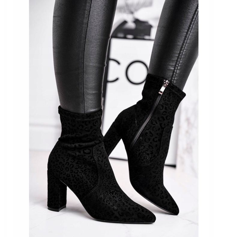 S.Barski Botas femininas de salto Centki Black Panther preto 2