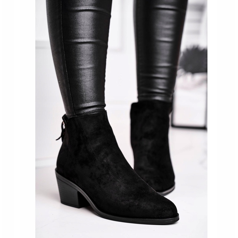 S.Barski Botas femininas de salto plano quente outono preto leitoso 2