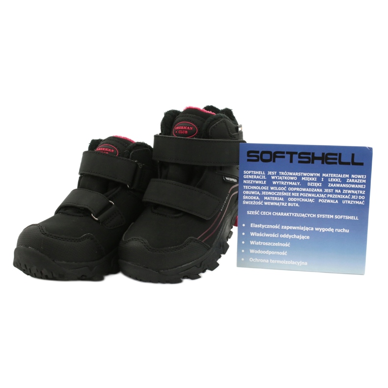 American Club Botas softshell com membrana preto vermelho 4