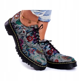 Mulheres Brogues Oxfords Couro Flores Maciejka 04087-43 multicolorido 3