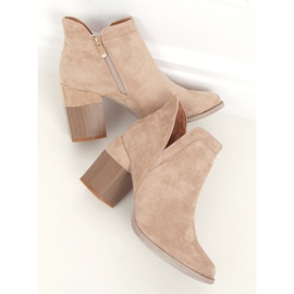 Botas com corte no salto alto bege A5703 Khaki cáqui 1