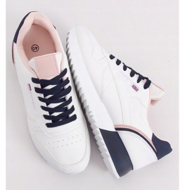 Calçados esportivos femininos brancos BK938 BRANCO / AZUL azul marinho 1