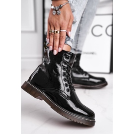 EVE Botas femininas lacadas trappers Botas pretas Marita preto 2