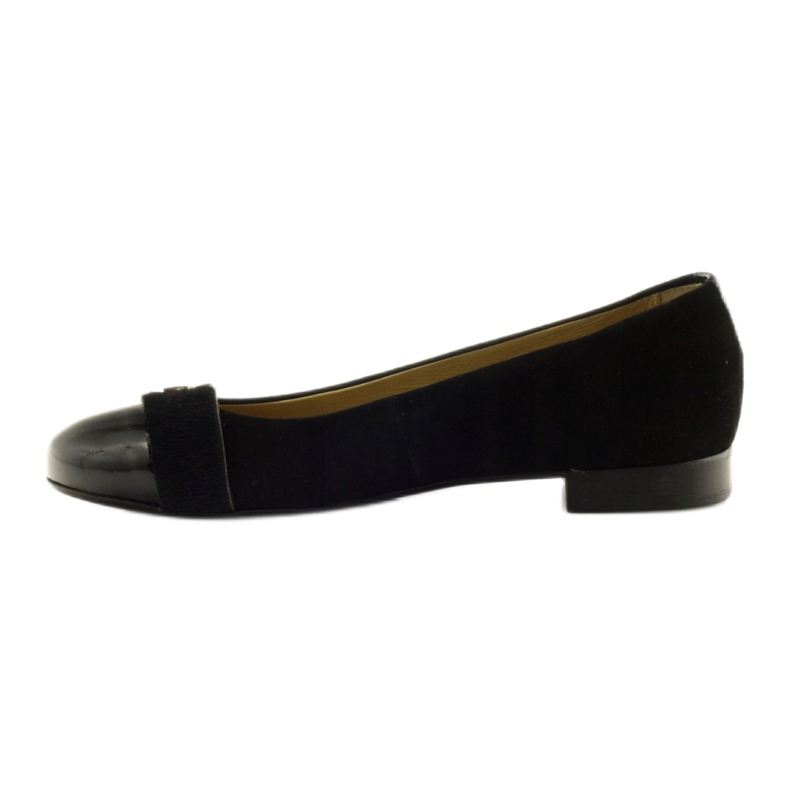 Ballerinas de couro feminino com decoração 1587 Edeo Black preto 2