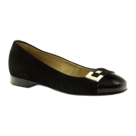 Ballerinas de couro feminino com decoração 1587 Edeo Black preto 1