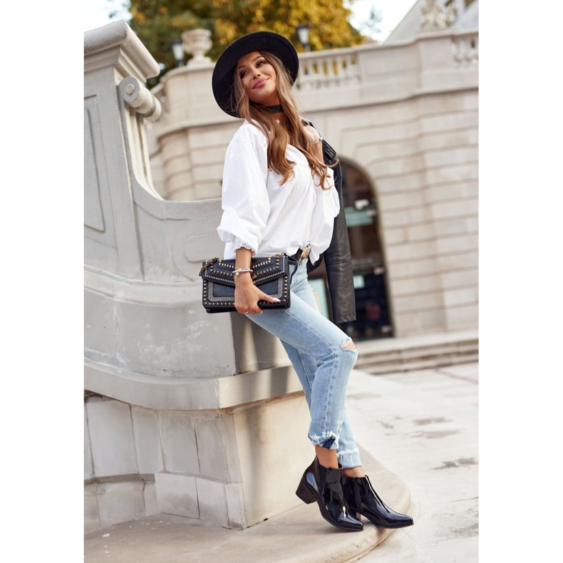 Botas femininas Sergio Leone Botas Laqueadas Chelsea Pretas BT621 preto 2