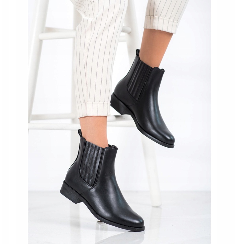 SHELOVET Botas de salto plano preto 1