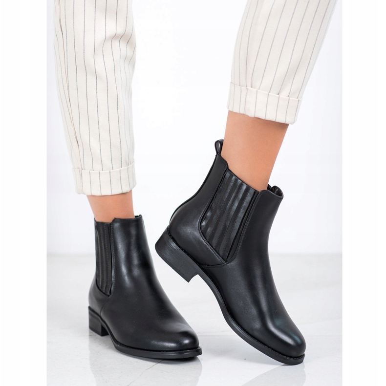 SHELOVET Botas de salto plano preto 2