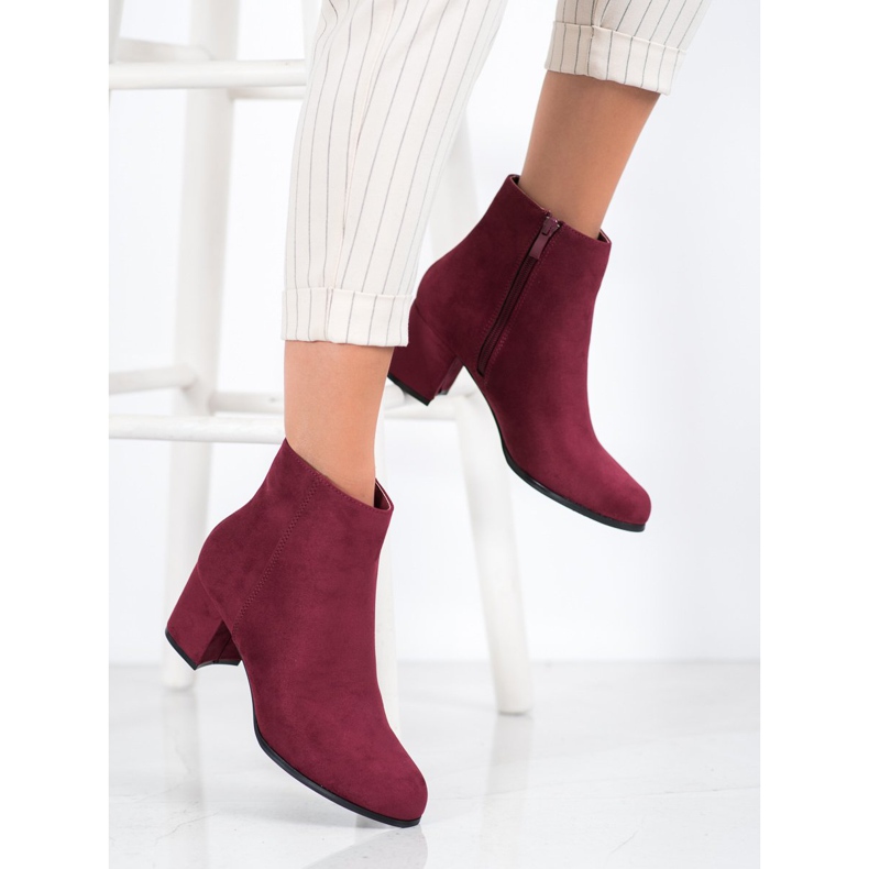 Danic Botas de salto alto cor de vinho vermelho 1