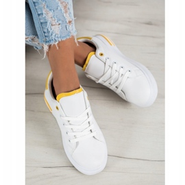 SHELOVET Tênis elegantes branco amarelo 2