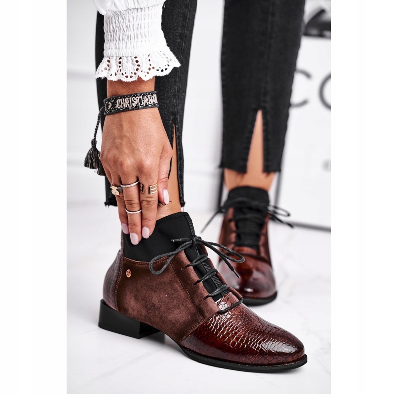 Botas femininas de couro Maciejka Brown 04744-02 castanho 1