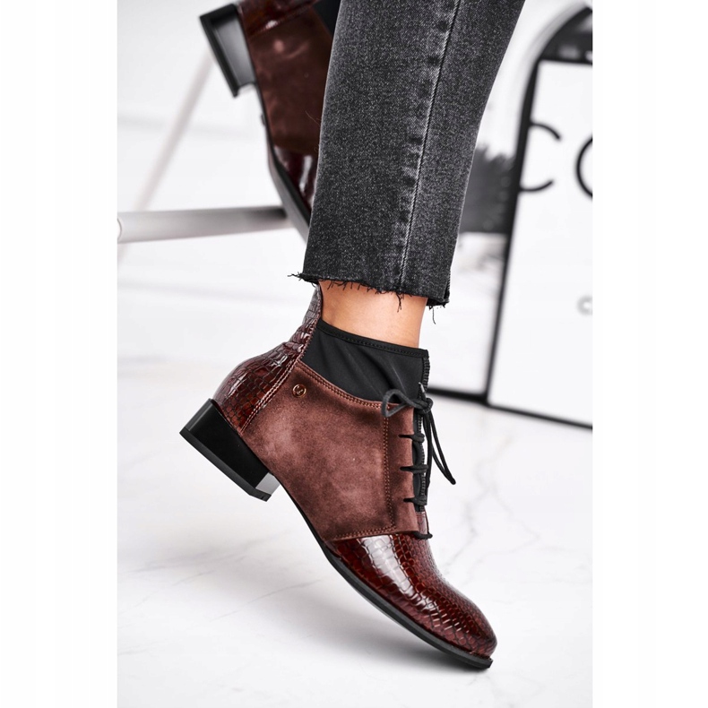 Botas femininas de couro Maciejka Brown 04744-02 castanho 2