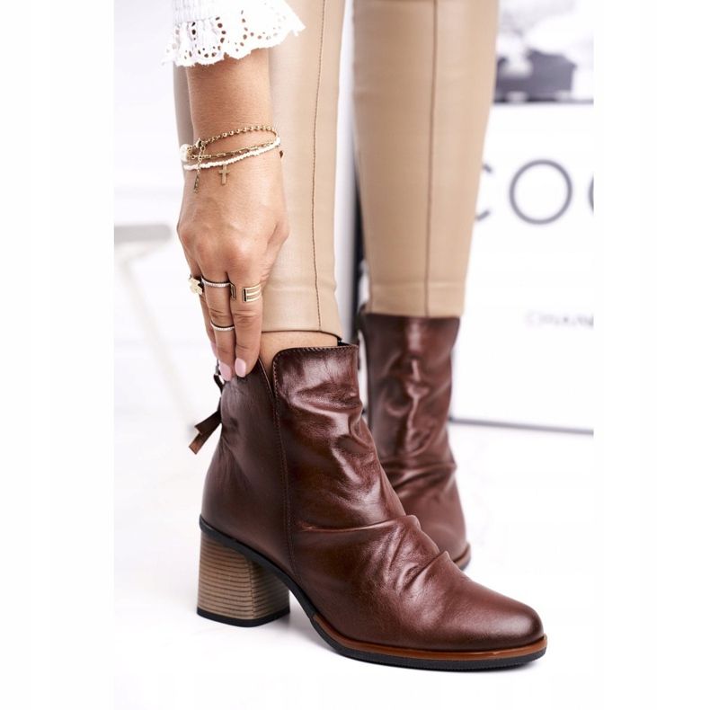 Botas femininas de salto alto Maciejka Brown 04757-02 castanho 2