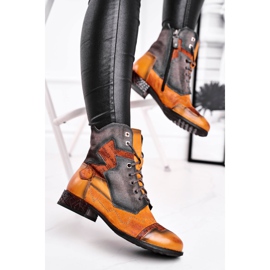 Botas femininas Botas quentes de couro Maciejka Amarelo 04625-07 castanho 1