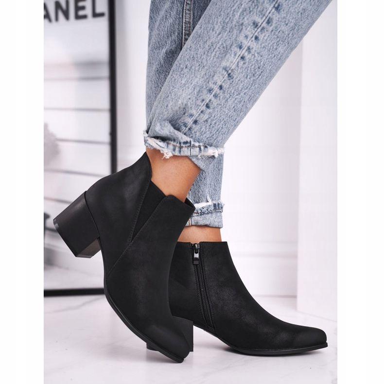 Botas femininas Sergio Leone Jodhpur bota Eco Nubuck Preta BT621 preto 2