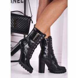 FE1 Botas femininas de salto alto preto Bregma 2