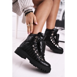 BUGO Botas rasas femininas com língua Black Passa preto 1