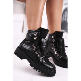 BUGO Botas rasas femininas com língua Black Passa preto 2