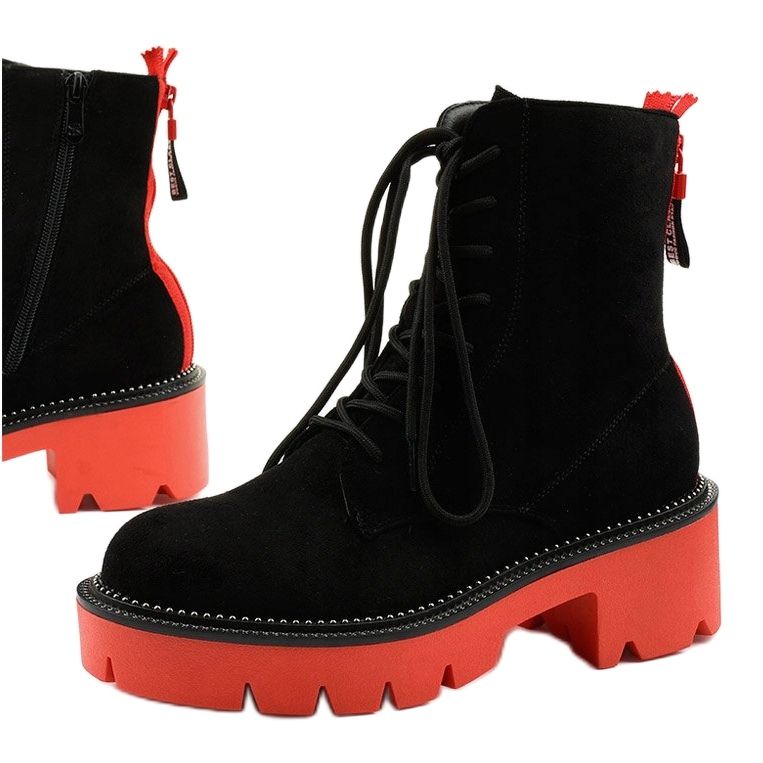 Botins centrífugos de camurça preta até o tornozelo preto laranja 1 Botins centrífugos de camurça preta até o tornozelo preto laranja 1