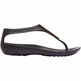 Sandálias femininas Crocs Serena Metallic Bar Fp W pretas e douradas 206420 751 preto dourado 1