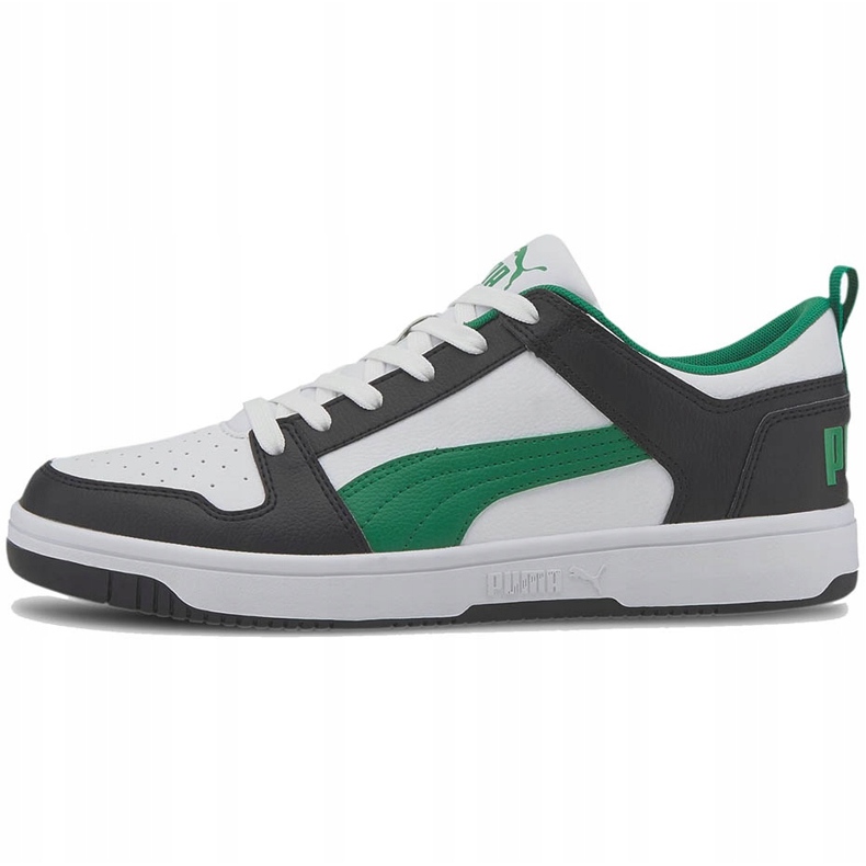 Sapatos masculinos Puma Rebound LayUp Lo Sl branco-preto-verde 369866 12 1