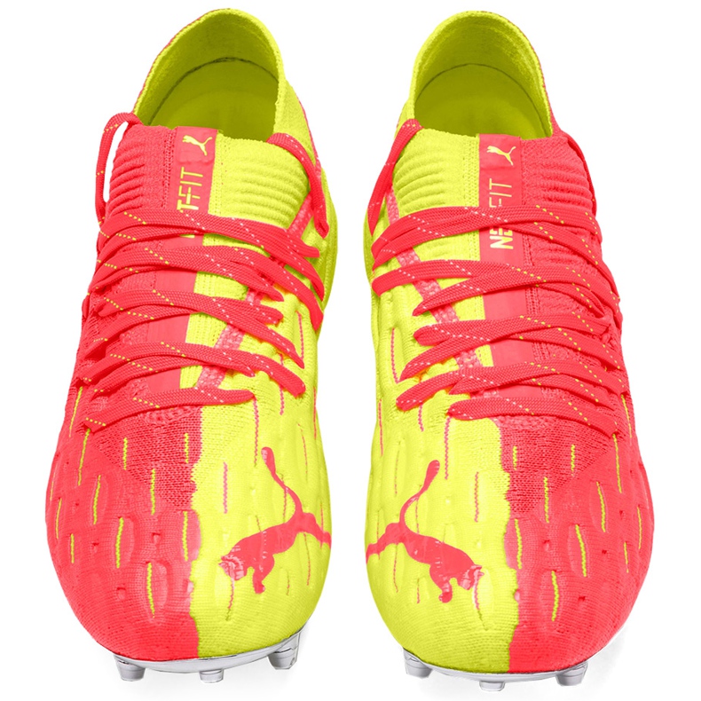 Puma Future 5.1 Netfit Osg Fg Ag Junior 105946 01 chuteiras para crianças amarelo vermelho 2