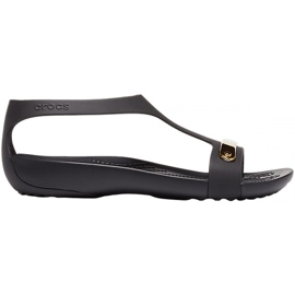 Sandálias femininas Crocs Serena Metallic Bar Sdl W preto-ouro 206421 751 1