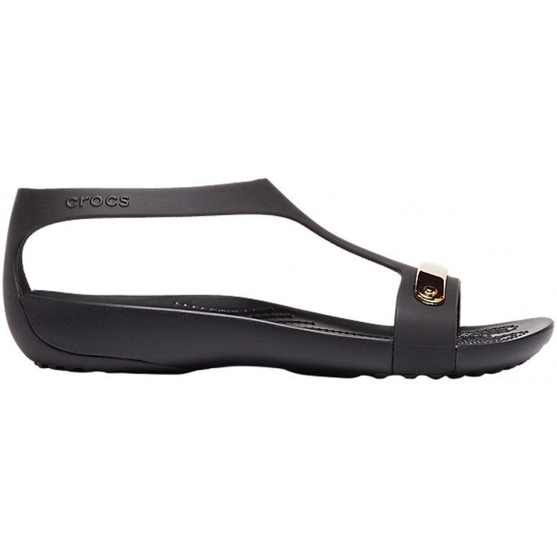 Sandálias femininas Crocs Serena Metallic Bar Sdl W preto-ouro 206421 751 1