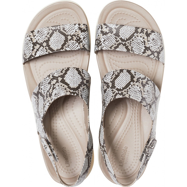 Sandálias femininas Crocs Brooklyn Low Wedge W multi stucco 206453 93T bege 1