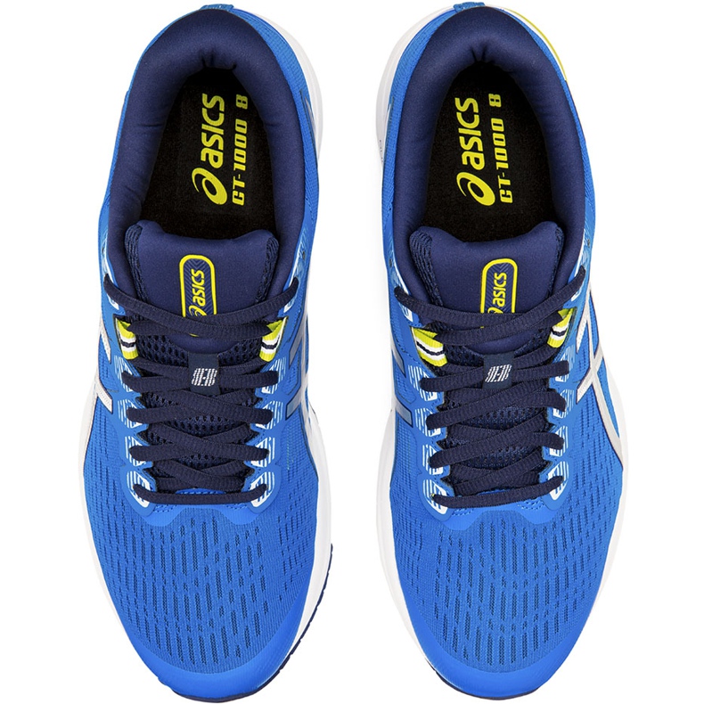 Tênis de corrida masculino Asics GT-1000 8 azul 1011A540 401 branco 1