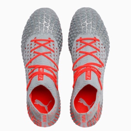 Chuteiras Puma Future 4.1 Netfit MxSG cinza-laranja 105676 01 vermelho 1