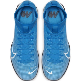 Chuteira Nike Mercurial Superfly 7 Academy Tf Junior AT8143 414 multicolorido azul 1 Chuteira Nike Mercurial Superfly 7 Academy Tf Junior AT8143 414 multicolorido azul 1