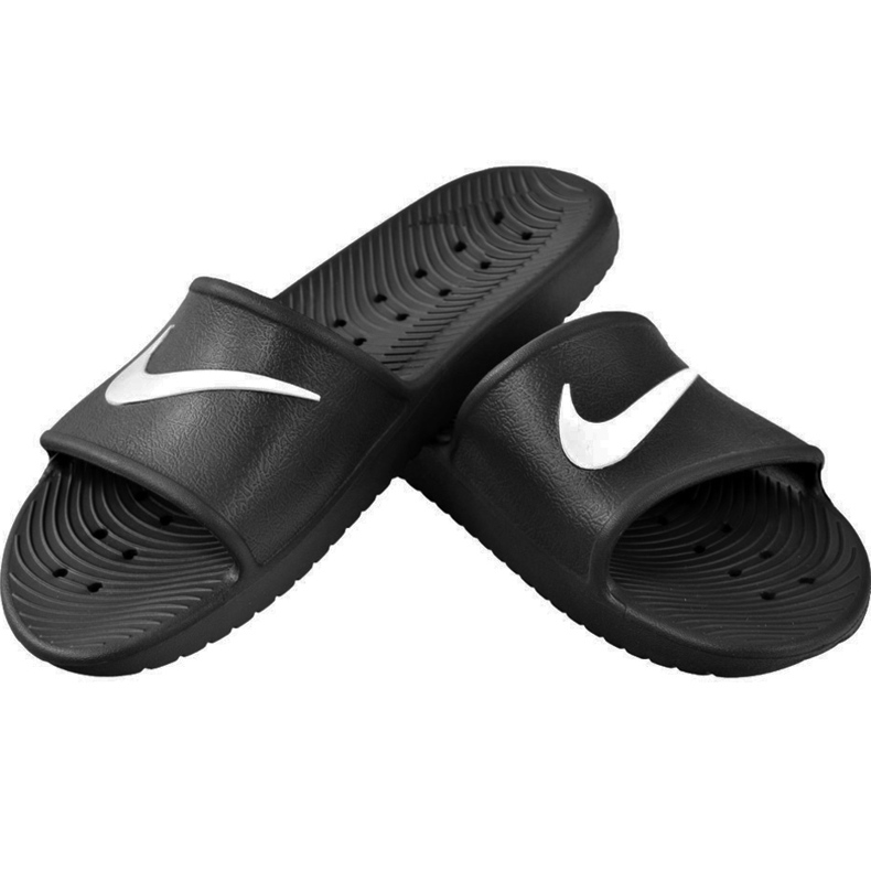 Chinelos Nike Kawa Shower GS / PS pretos BQ6831 001 branco 1