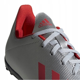 Chuteiras adidas X 19.4 Tf Jr prata F35348 vermelho 1