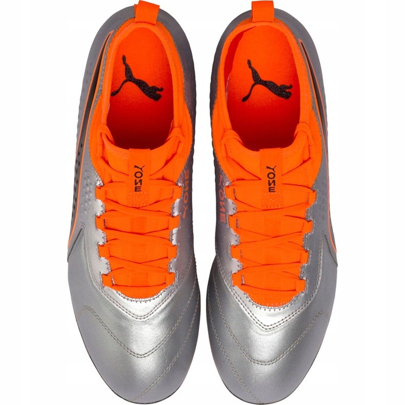 Chuteiras Puma One 3 Lth Fg cinza-laranja 104743 01 multicolorido 1