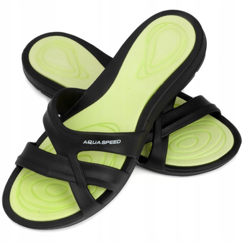 Chinelos femininos de piscina Aqua-speed Panama col. 38 preto verde 1