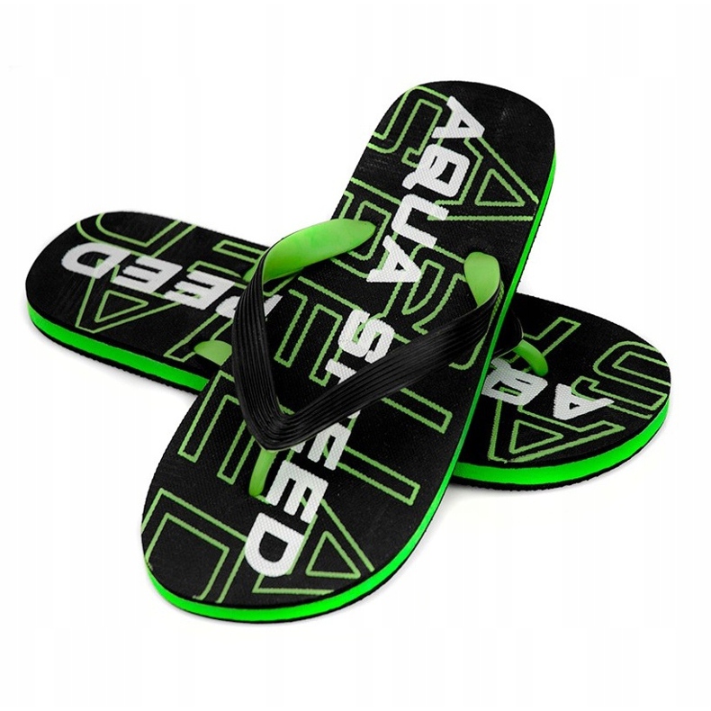 Chinelos masculinos Aqua-Speed ​​Rhodes pretos e verdes col. 1