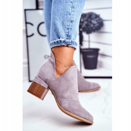 MSMG Botas femininas de salto alto recortadas em mini meliori cinza 3