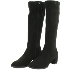 Botas de camurça de lycra femininas Sergio Leone KZ205 preto 2