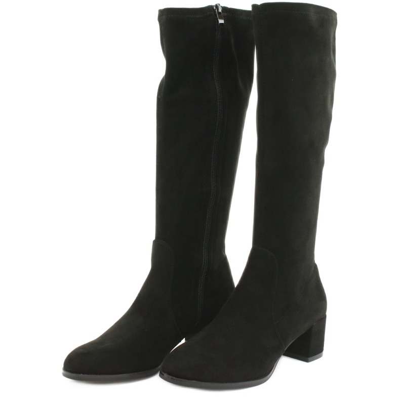 Botas de camurça de lycra femininas Sergio Leone KZ205 preto 2