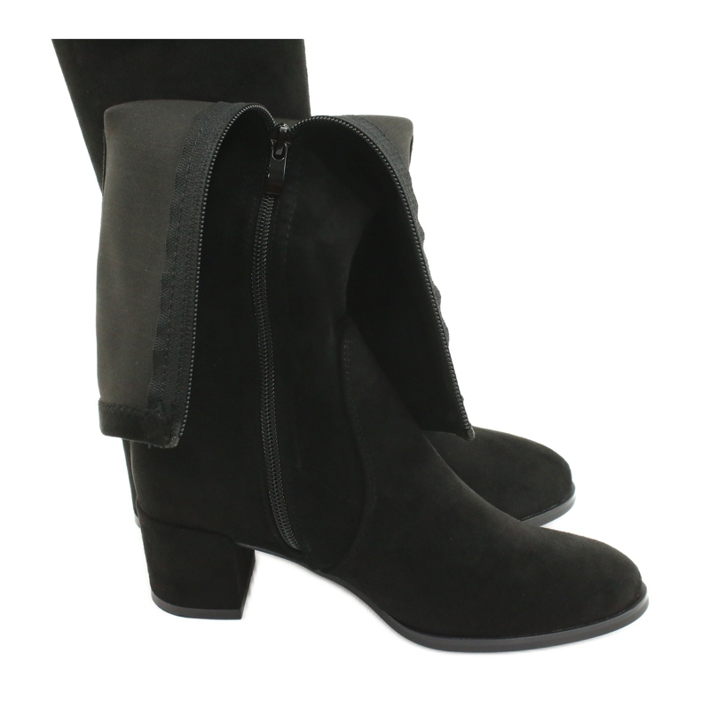 Botas de camurça de lycra femininas Sergio Leone KZ205 preto 4
