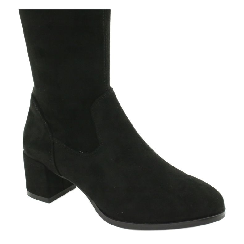 Botas de camurça de lycra femininas longas Sergio Leone KZ281 preto 3