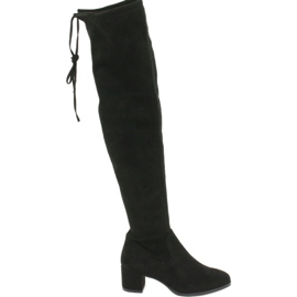 Botas de camurça de lycra femininas longas Sergio Leone KZ281 preto 1